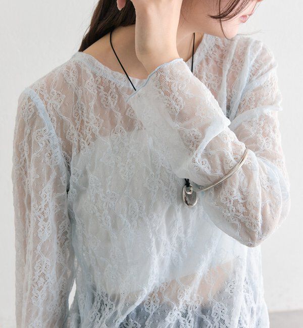  「裾ギャザーレースロングTシャツ」|Tシャツ・カットソー|