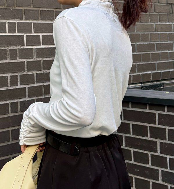  「ハイネック袖ギャザーロンT」|Tシャツ・カットソー|