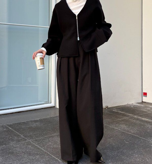  「ハイネック袖ギャザーロンT」|Tシャツ・カットソー|