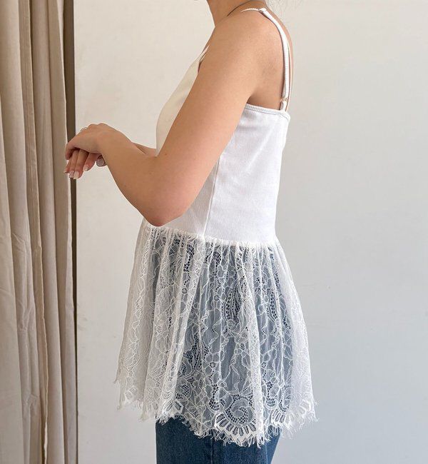  「【トレンド感あるレイヤードコーデに！調整可能◎】レースキャミ」|キャミソール|