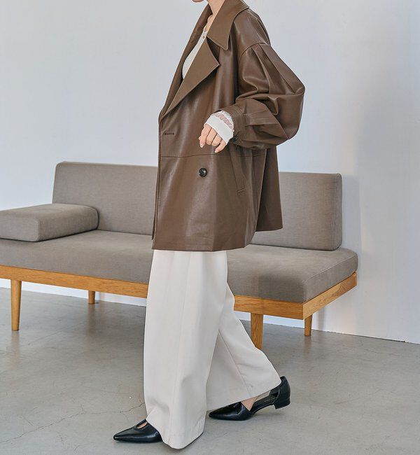  「【サイズ展開あり】レザーミドルコート」|その他|