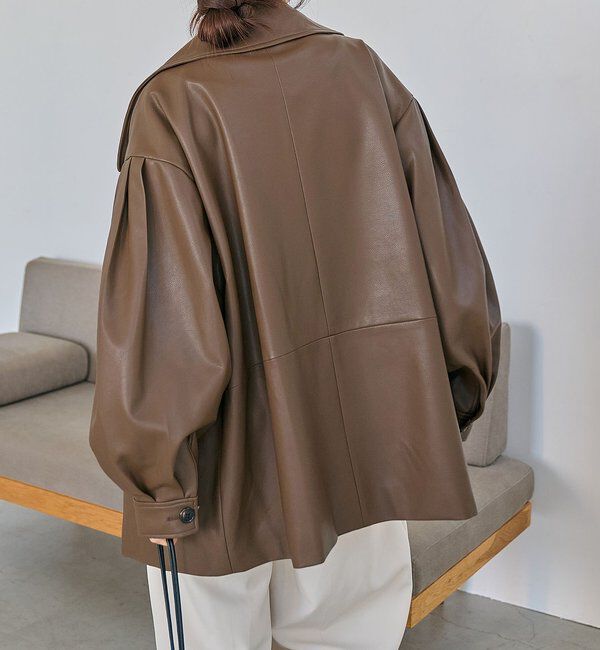  「【サイズ展開あり】レザーミドルコート」|その他|