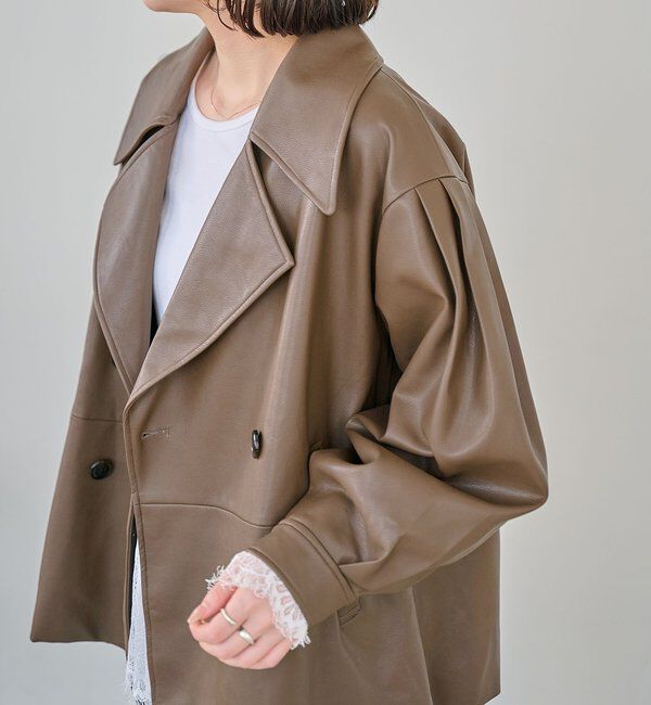  「【サイズ展開あり】レザーミドルコート」|その他|