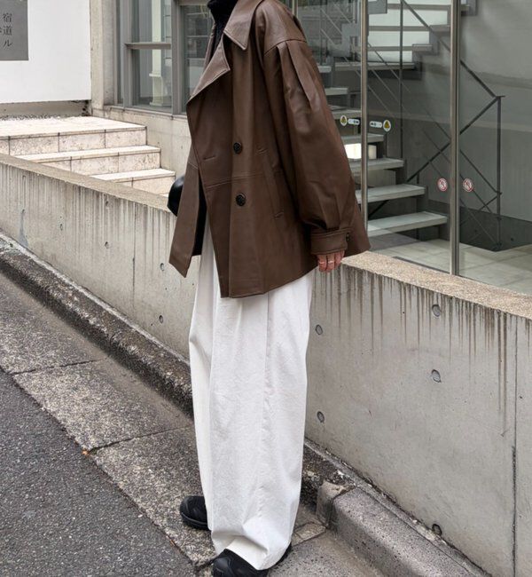  「【サイズ展開あり】レザーミドルコート」|その他|