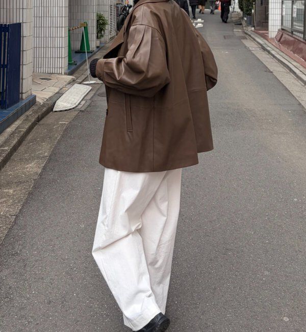  「【サイズ展開あり】レザーミドルコート」|その他|