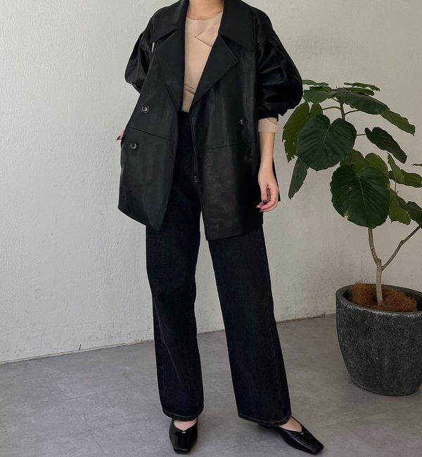  「【サイズ展開あり】レザーミドルコート」|その他|