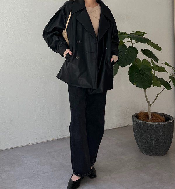  「【サイズ展開あり】レザーミドルコート」|その他|