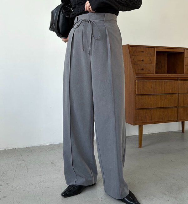  「【低身長サイズあり】ピンタックリボンパンツ」|チノ|