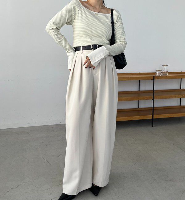  「ボーダー袖ボタンロンＴ」|Tシャツ・カットソー|