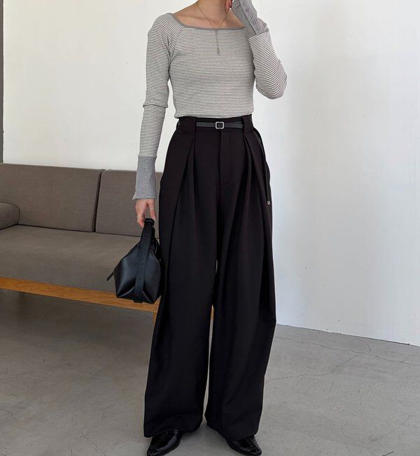  「ボーダー袖ボタンロンＴ」|Tシャツ・カットソー|