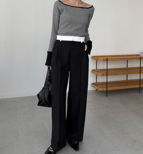  「ボーダー袖ボタンロンＴ」|Tシャツ・カットソー|