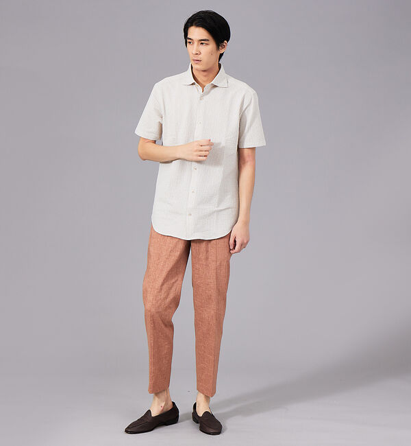 ABAHOUSE「クールテックス シアサッカー ストライプ 半袖シャツ」|シャツ・ブラウス|