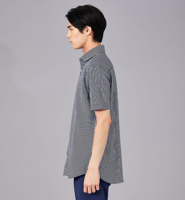 ABAHOUSE「クールテックス シアサッカー ストライプ 半袖シャツ」|シャツ・ブラウス|