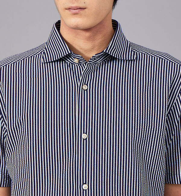 ABAHOUSE「クールテックス シアサッカー ストライプ 半袖シャツ」|シャツ・ブラウス|