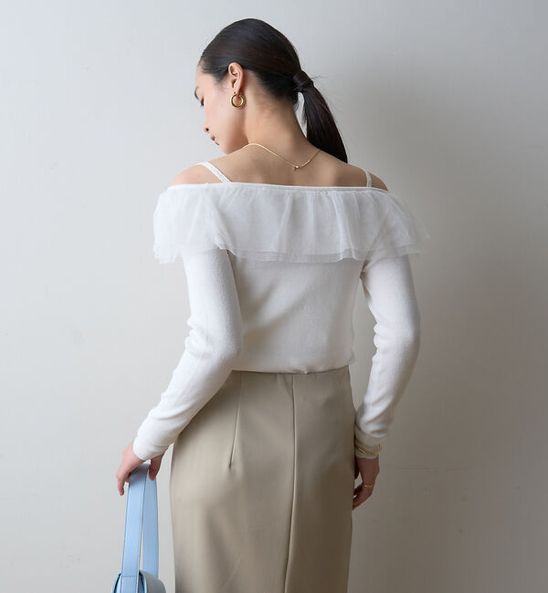 Rouge vif「【一部店舗限定】オフショルチュールリブプルオーバー」|ニット・セーター|