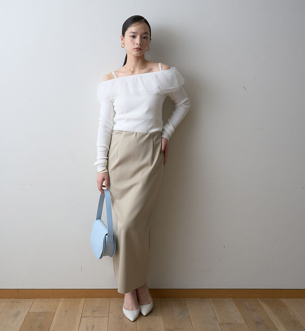 Rouge vif「【一部店舗限定】オフショルチュールリブプルオーバー」|ニット・セーター|