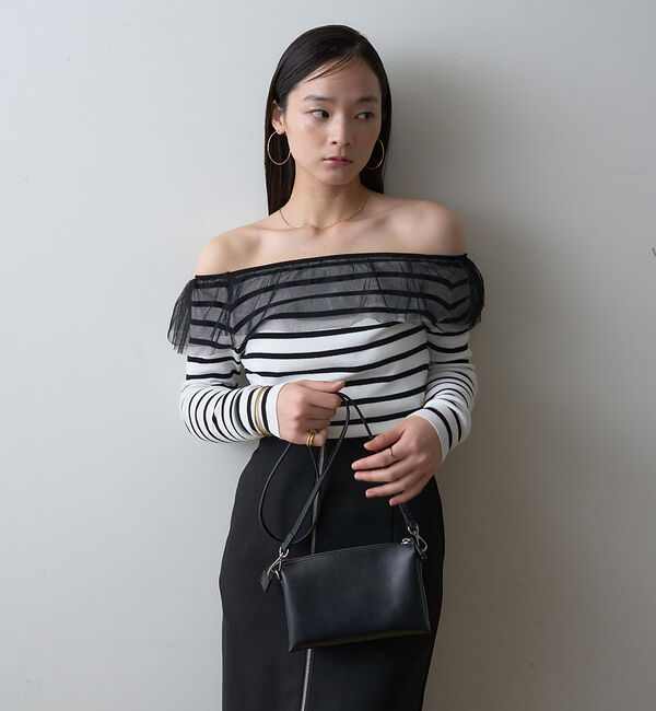 Rouge vif「【一部店舗限定】オフショルチュールリブプルオーバー」|ニット・セーター|