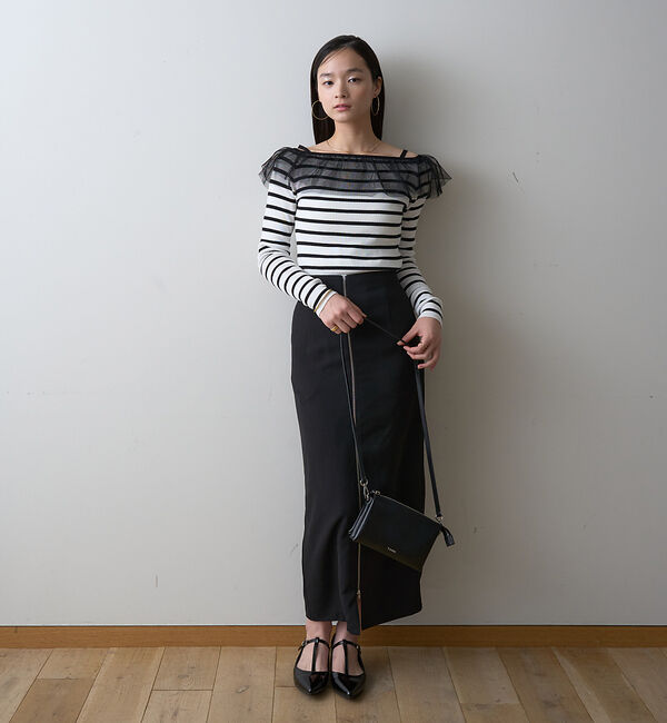 Rouge vif「【一部店舗限定】オフショルチュールリブプルオーバー」|ニット・セーター|