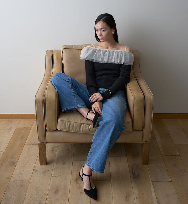 Rouge vif「【一部店舗限定】オフショルチュールリブプルオーバー」|ニット・セーター|