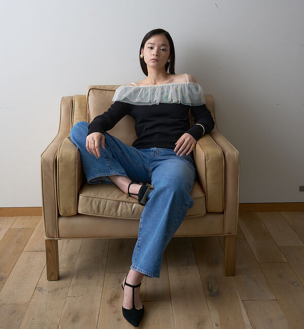 Rouge vif「【一部店舗限定】オフショルチュールリブプルオーバー」|ニット・セーター|