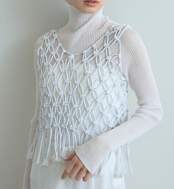 Rouge vif「【一部店舗限定】マクラメニットベスト」|ベスト・ジレ|オフホワイト