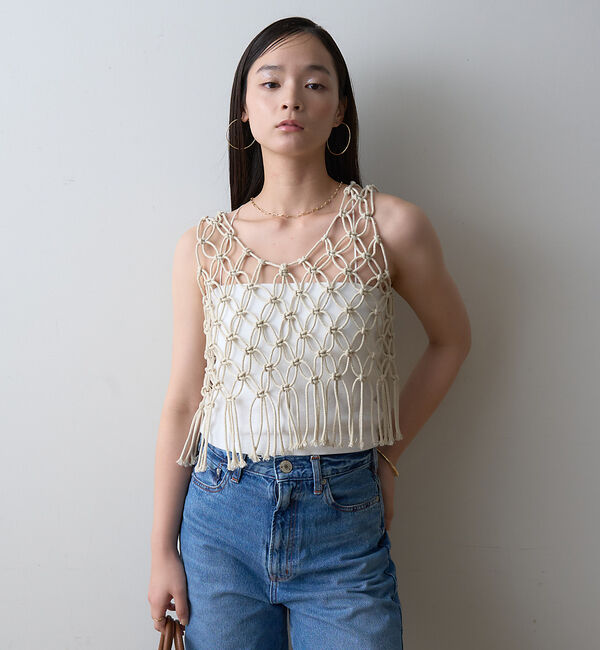 Rouge vif「【一部店舗限定】マクラメニットベスト」|ベスト・ジレ|