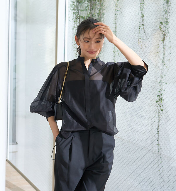 Rouge vif「タックボリューム袖シアーブラウス」|シャツ・ブラウス|