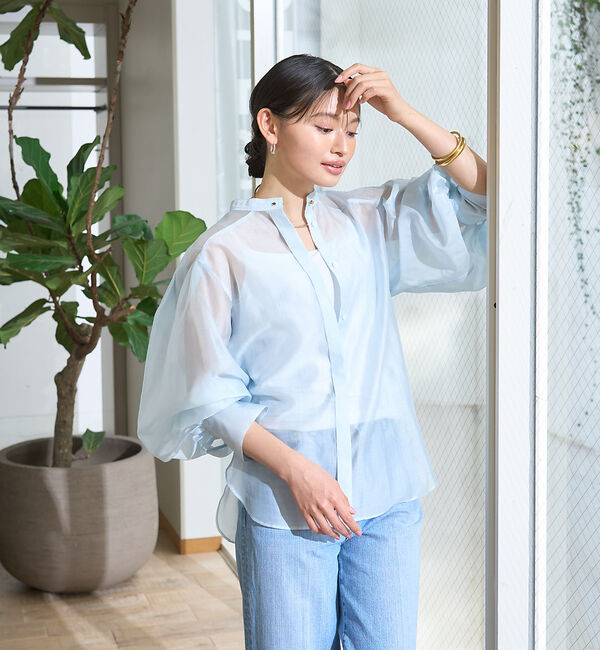 Rouge vif「タックボリューム袖シアーブラウス」|シャツ・ブラウス|