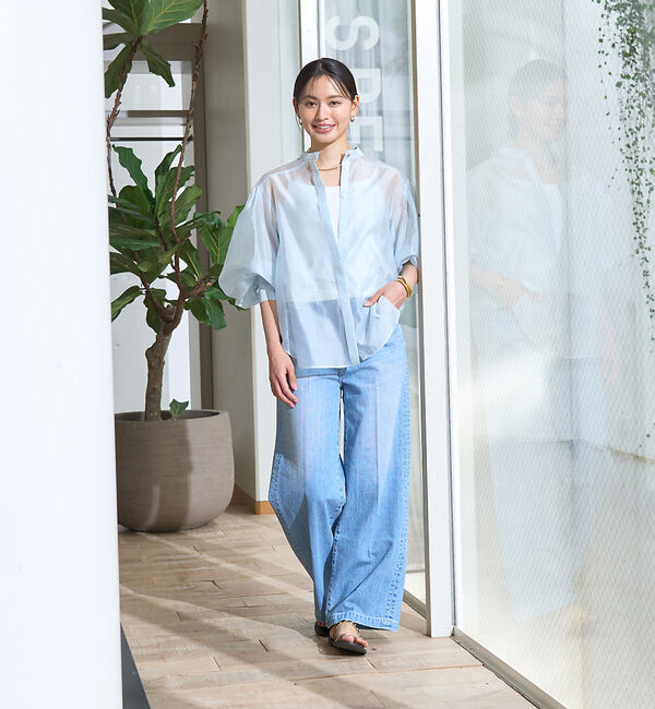 Rouge vif「タックボリューム袖シアーブラウス」|シャツ・ブラウス|