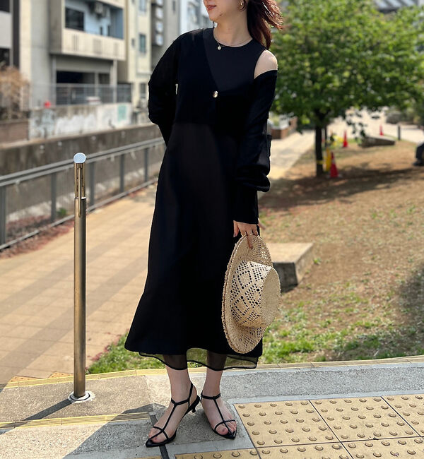 Rouge vif「【一部店舗限定】【2点セット】シアーショートカーディガン&times;ノースリーブワンピセッ」|ワンピース|