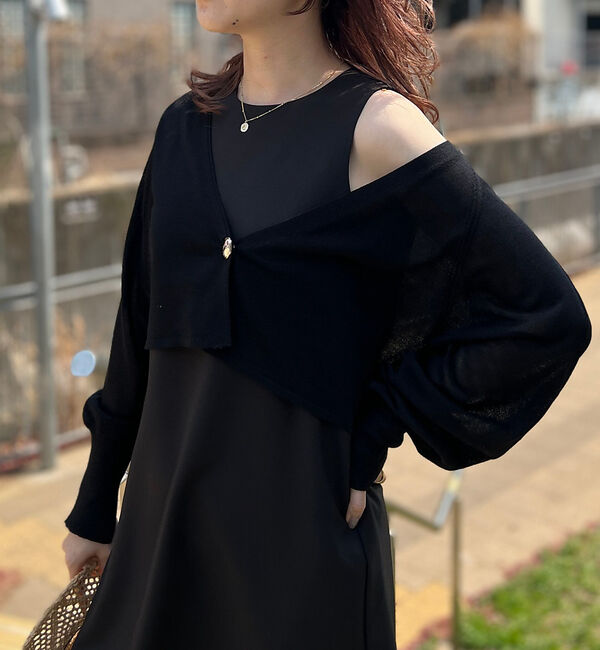 Rouge vif「【一部店舗限定】【2点セット】シアーショートカーディガン&times;ノースリーブワンピセッ」|ワンピース|