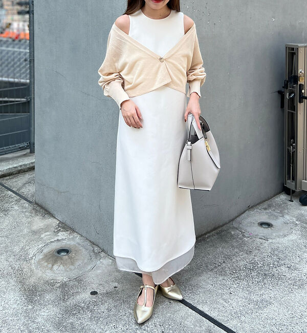 Rouge vif「【一部店舗限定】【2点セット】シアーショートカーディガン&times;ノースリーブワンピセッ」|ワンピース|