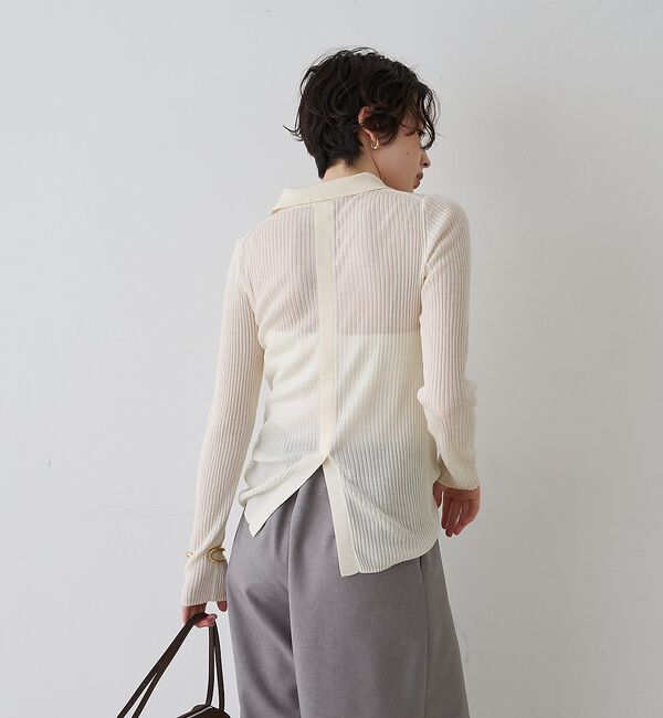 Rouge vif「防縮Wシアーポロリブニット【予約】」|ニット・セーター|