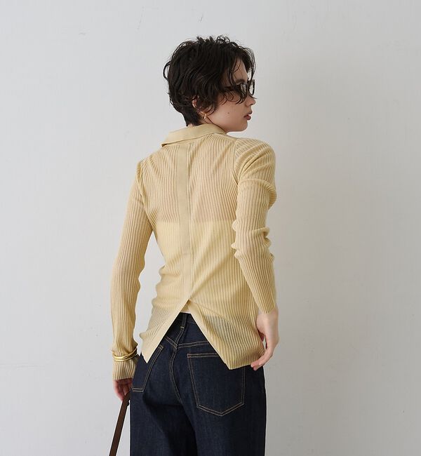 Rouge vif「防縮Wシアーポロリブニット【予約】」|ニット・セーター|