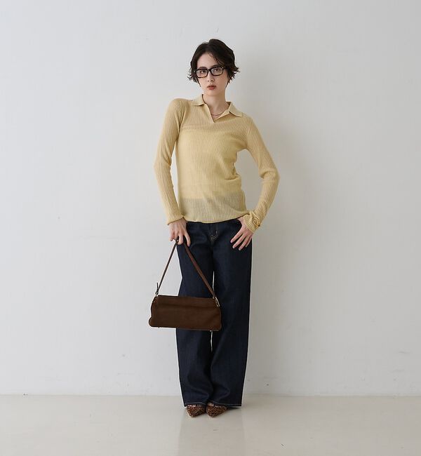 Rouge vif「防縮Wシアーポロリブニット【予約】」|ニット・セーター|