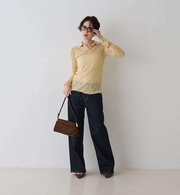 Rouge vif「防縮Wシアーポロリブニット【予約】」|ニット・セーター|