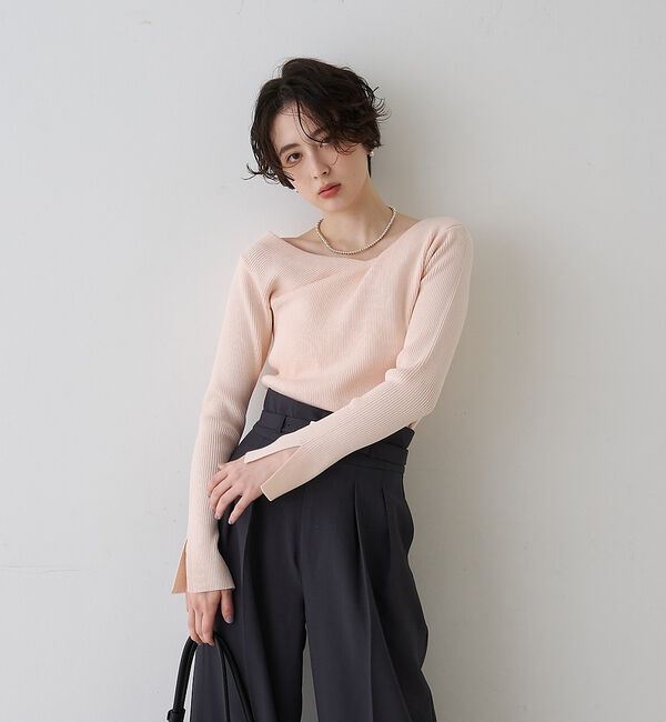 Rouge vif「【一部店舗限定】ドレープスリットスリーブリブニット【予約】」|ニット・セーター|
