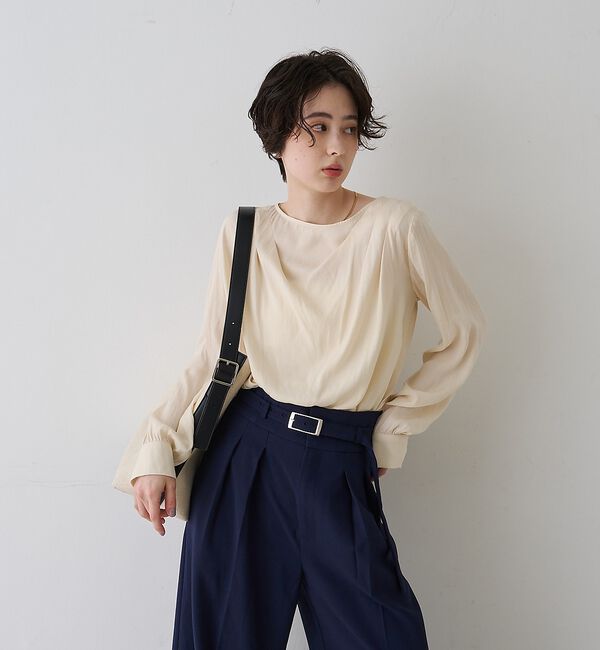 Rouge vif「【一部店舗限定】ドレープサテンブラウス【予約】」|シャツ・ブラウス|