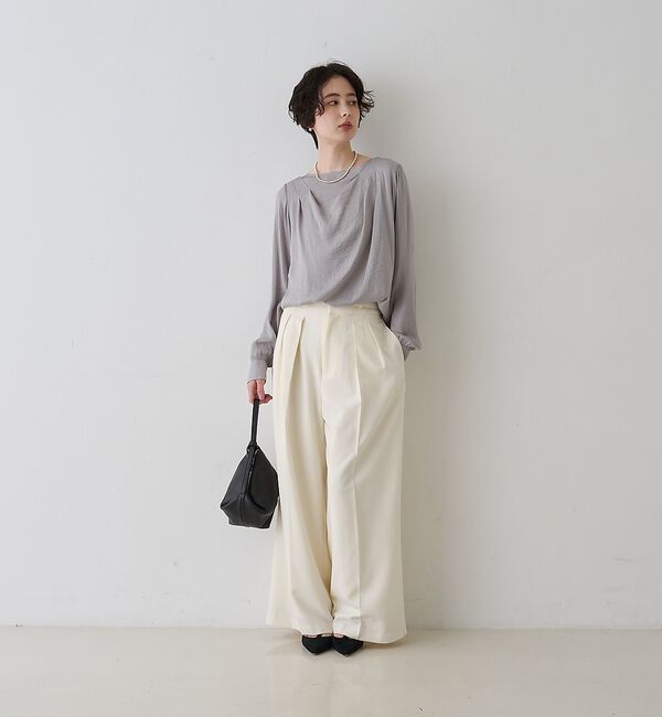 Rouge vif「【一部店舗限定】ドレープサテンブラウス【予約】」|シャツ・ブラウス|