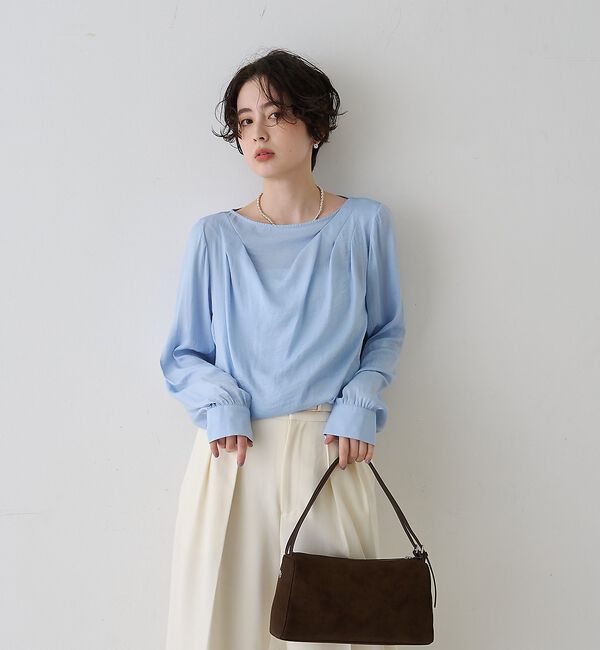 Rouge vif「【一部店舗限定】ドレープサテンブラウス【予約】」|シャツ・ブラウス|