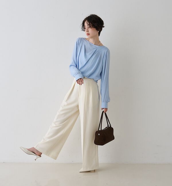 Rouge vif「【一部店舗限定】ドレープサテンブラウス【予約】」|シャツ・ブラウス|