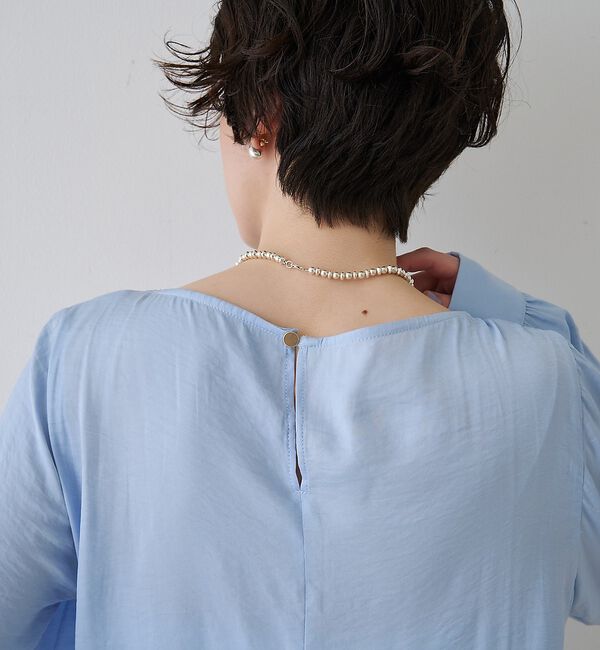 Rouge vif「【一部店舗限定】ドレープサテンブラウス【予約】」|シャツ・ブラウス|