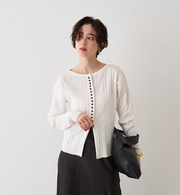 Rouge vif「ストライプ組織2WAYニット/カーディガン【予約】」|ニット・セーター|