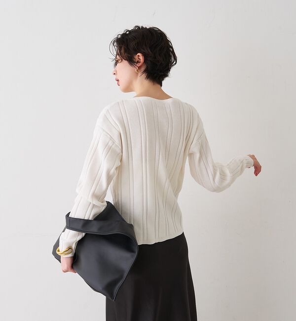 Rouge vif「ストライプ組織2WAYニット/カーディガン【予約】」|ニット・セーター|