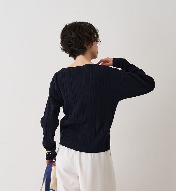 Rouge vif「ストライプ組織2WAYニット/カーディガン【予約】」|ニット・セーター|