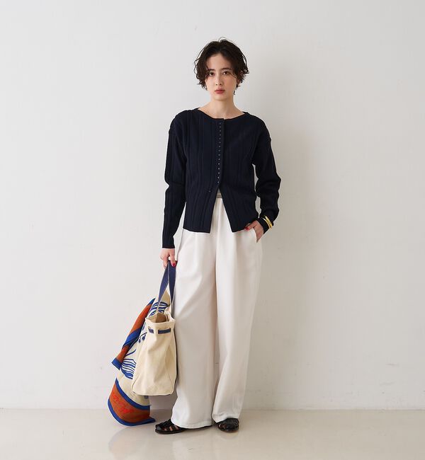 Rouge vif「ストライプ組織2WAYニット/カーディガン【予約】」|ニット・セーター|