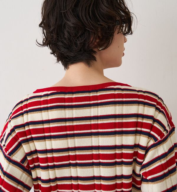 Rouge vif「ストライプ組織2WAYニット/カーディガン【予約】」|ニット・セーター|