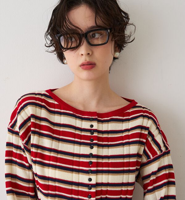 Rouge vif「ストライプ組織2WAYニット/カーディガン【予約】」|ニット・セーター|