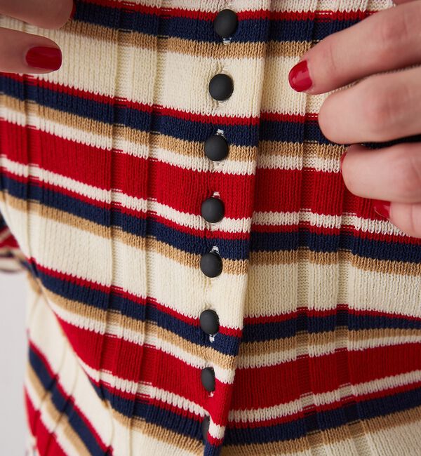 Rouge vif「ストライプ組織2WAYニット/カーディガン【予約】」|ニット・セーター|