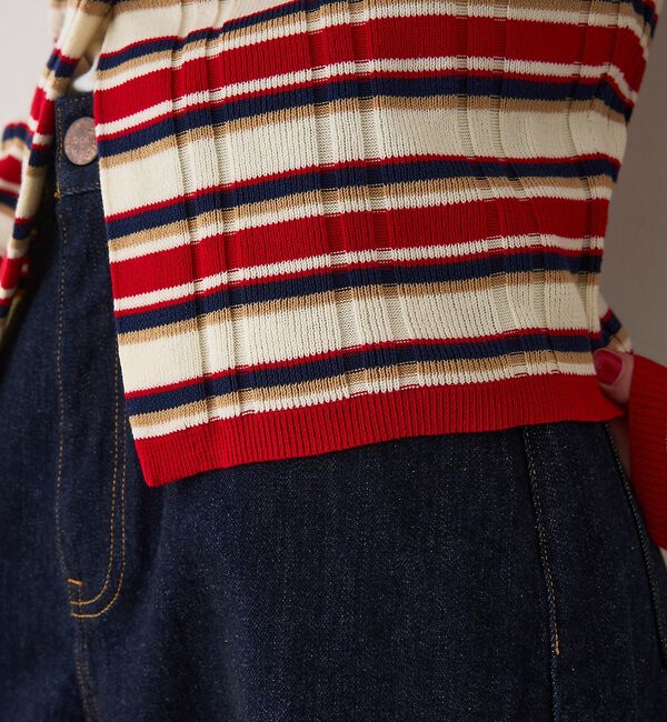 Rouge vif「ストライプ組織2WAYニット/カーディガン【予約】」|ニット・セーター|
